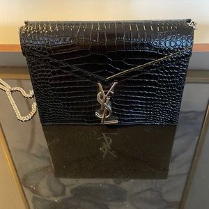 YSL black beautiful small crocodile bag